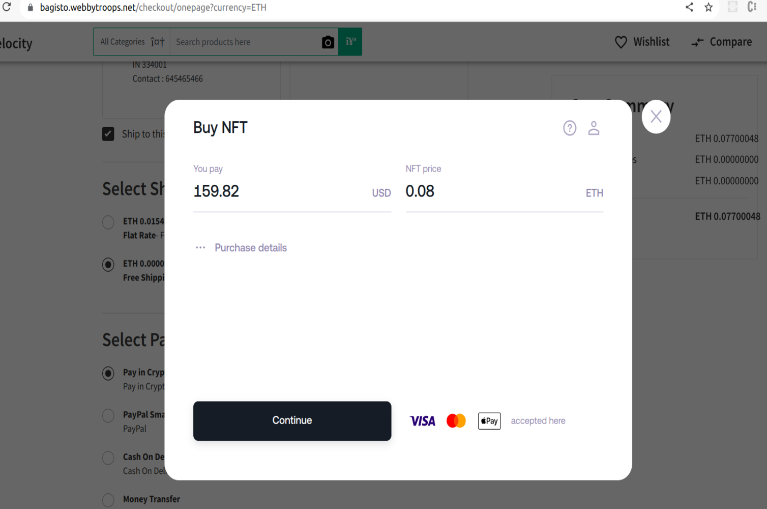 Wert Crypto Payment | Bagisto Extension
