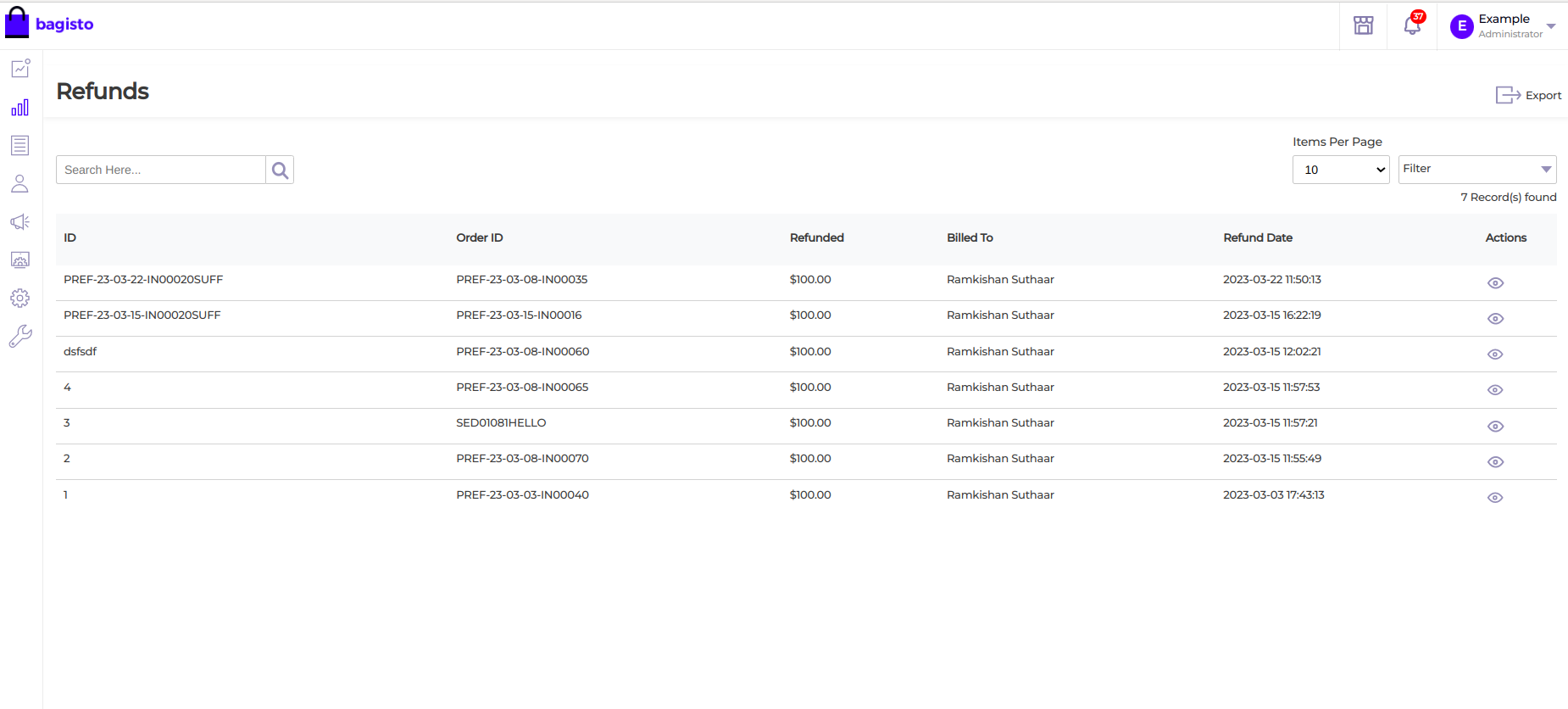 How to Show Refund with prefix