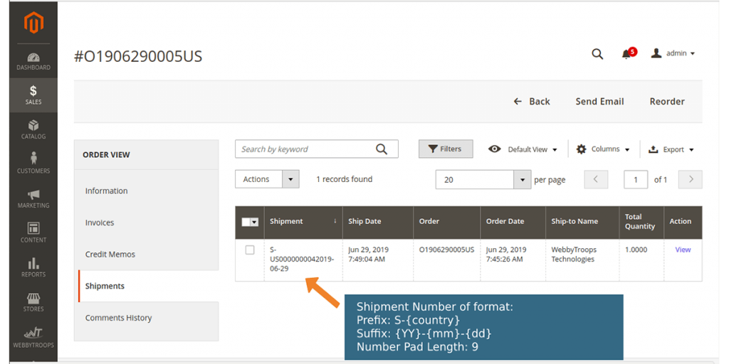 How to Show Shipment with prefix
