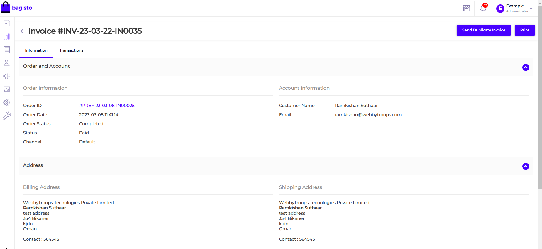 How to show Invoice with prefix