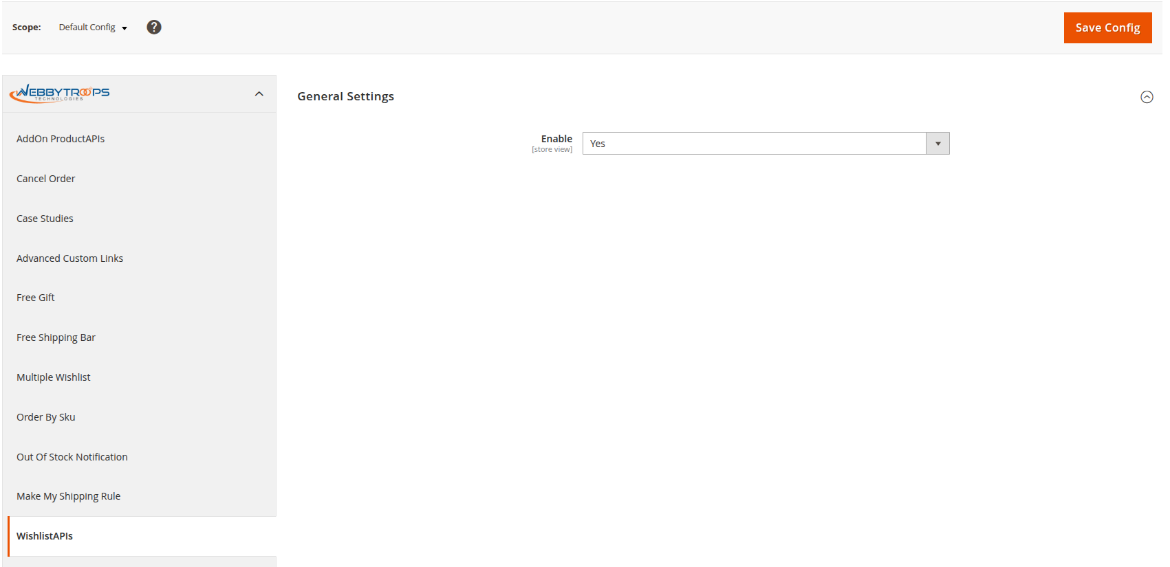 Enable option easily with store configuration.