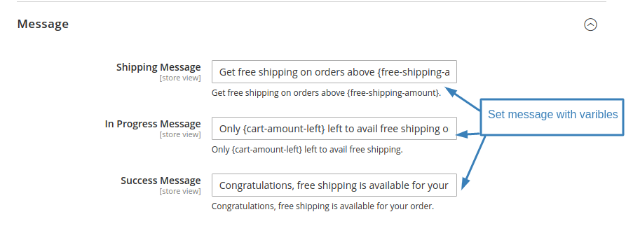 Free Shipping bar messages