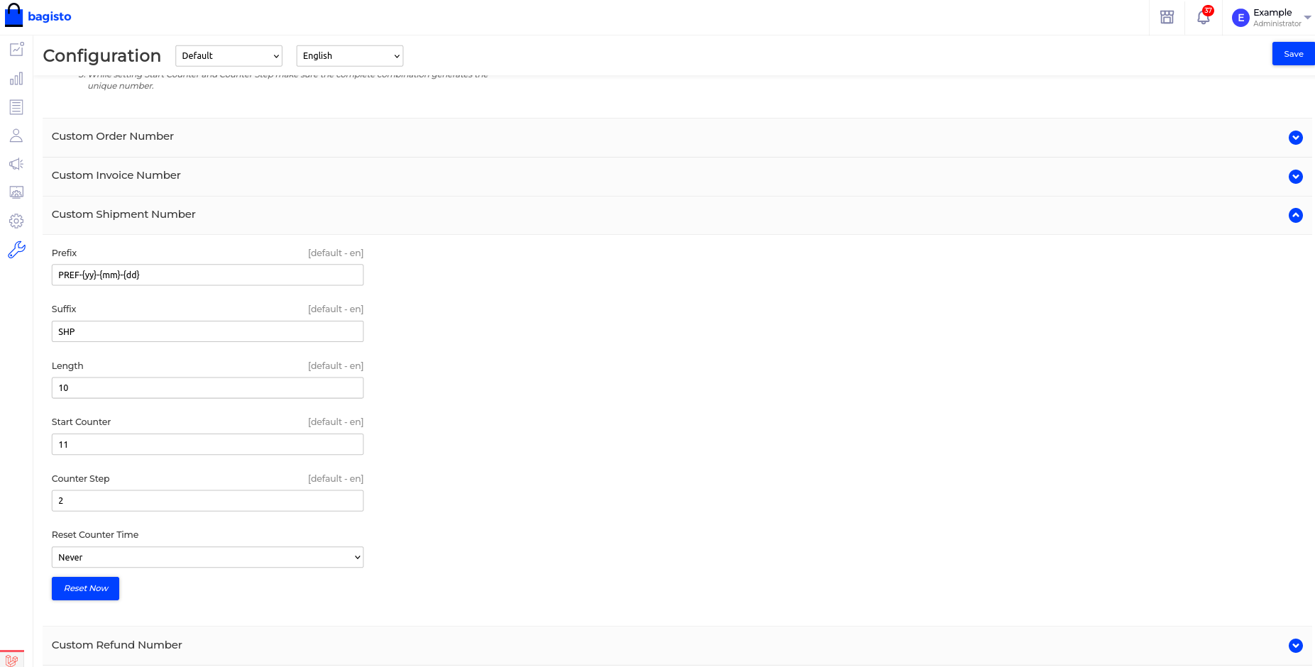 Custom Order, Invoice And Shipment Number