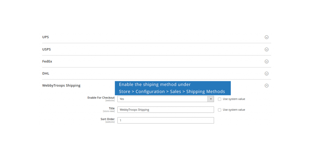 Enable option easily with store configuration.