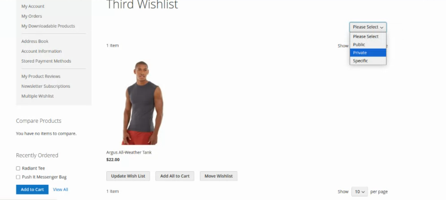 Manage Type of wishlist