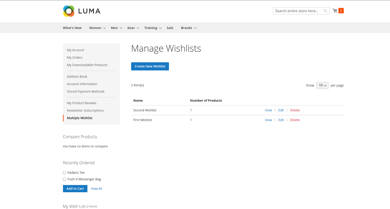 Manage Multiple Wishlist
