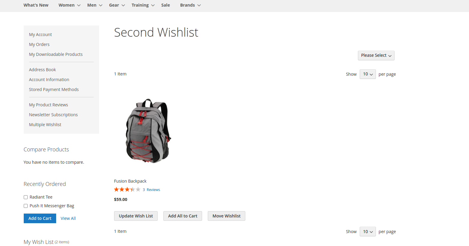 View your wishlist