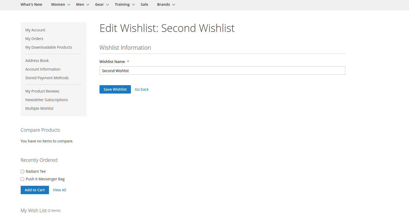 Edit your wishlist