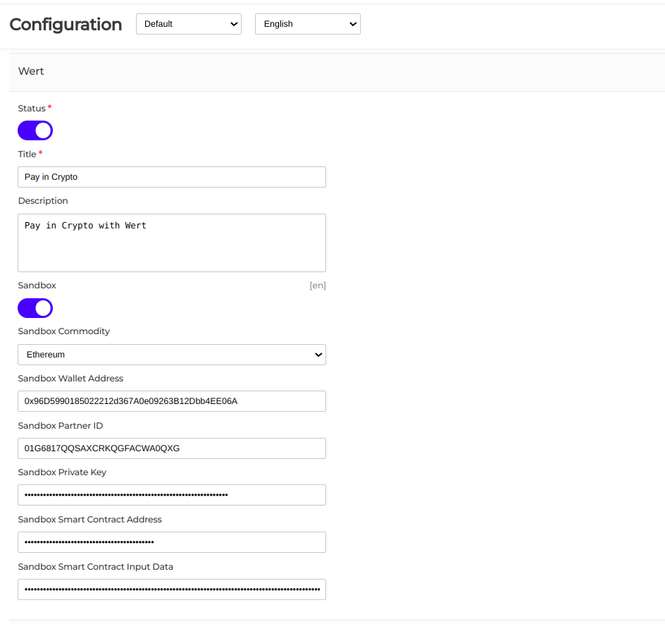 Wert Crypto Payment | Bagisto Extension